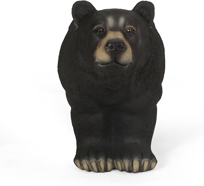 31” Black Bears Bench, Bear Statue for Garden, Front Porch, Patio, Park, Outside, Indoor, MGO, Rustic, No Assembly (Bear)