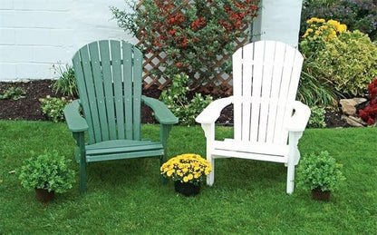 Leisure Lawns Poly Plastic Fanback Adirondack Chair, Outdoor Patio Chair - Amish Made in USA (Green)