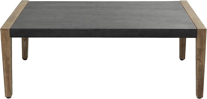 Deco 79 Wood Outdoor Coffee Table with Wood Legs, 44" x 24" x 17", Dark Gray