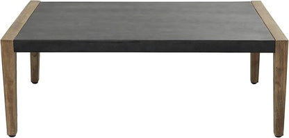 Deco 79 Wood Outdoor Coffee Table with Wood Legs, 44" x 24" x 17", Dark Gray