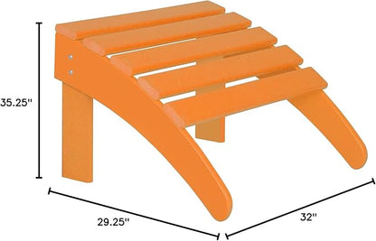 WO Home Furniture Adirondack Chair Outdoor Ottoman Set of 2 PCS Classic Patio Furniture (Orange)