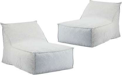 Christopher Knight Home Venny 48" L Outdoor Bean Bag Chair Set of 2, Fabric Bean Bag Chair for Adults and Kids, Indoor/Outdoor Sun Lounger, Patio Lounge Chair Set of 2, Light Gray