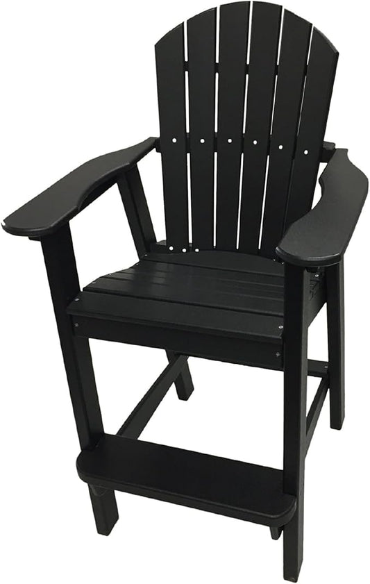 Phat Tommy Tall Adirondack Chair - HDPE Outdoor Furniture - Poly Adirondack Bar Stool - Heavy, Stress Free Furniture for Balcony, Deck, Patio, Front Porch, Black