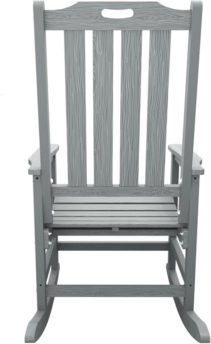Oversized Rocking Chair Set of 4, Outdoor Rocking Chair for Adults, All Weather Resistant Porch Rocker for Lawn Garden, Grey