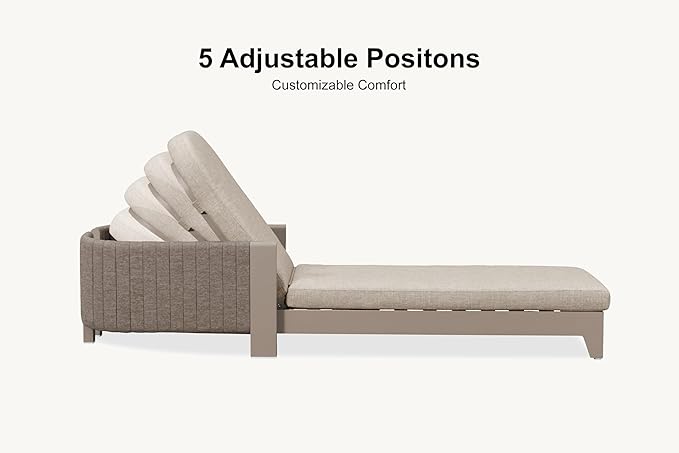 PURPLE LEAF Patio Chaise Lounge with Cushion Aluminum Poolside Sunbathing Tanning Layout Chairs Adjustable Reclining - Photo 4