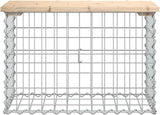 Solid Wood Pine Patio Bench Gabion Design 24.8x12.4x16.5 Inches Outdoor Garden Bench with Sturdy Steel Base for Backyard - Photo 4