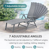 Kozyard Aluminum Outdoor Chaise Lounge Chair, Adjustable Reclining Patio Lounge with Drink Holder - Photo 6