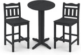 3-Piece Outdoor Bar Set, HDPE Adirondack Bar Height Chairs Set of 2 and Round Bar Table - Photo 1