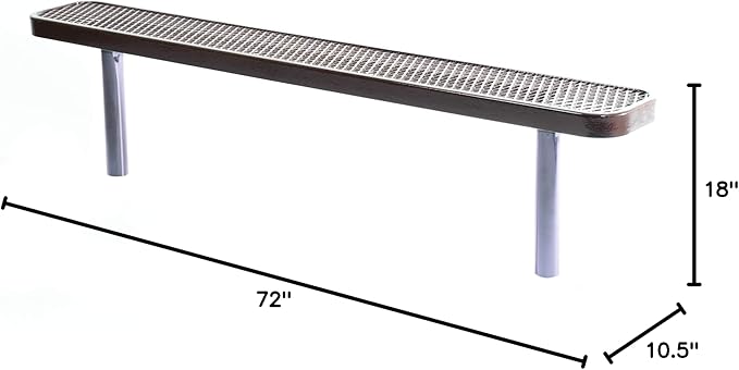 COATEDOUTDOORFURNITURE Coated Outdoor Furniture Heavy-Duty Outdoor Bench Thermoplastic Coated, Expanded Metal, Commercial-Grade Seating, Made in America (Inground Without Back, 6 Ft, Brown)