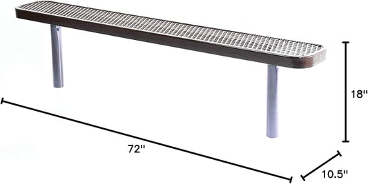 COATEDOUTDOORFURNITURE Coated Outdoor Furniture Heavy-Duty Outdoor Bench Thermoplastic Coated, Expanded Metal, Commercial-Grade Seating, Made in America (Inground Without Back, 6 Ft, Brown)