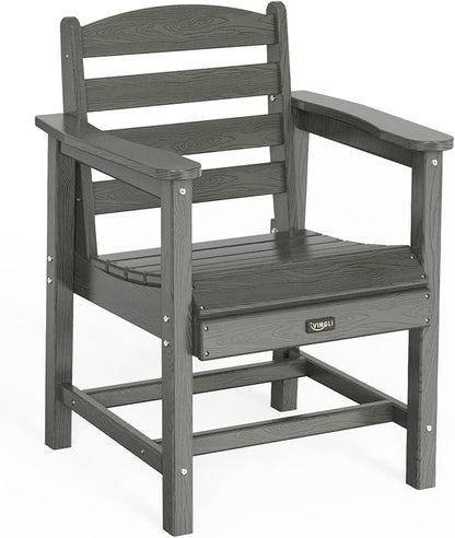 VINGLI Outdoor Dining Chairs, All-Weather Plastic Patio Chairs Durable Garden Seating for Yard, Outside, Poolside, Deck, Porch (Grey, 1 PCS)