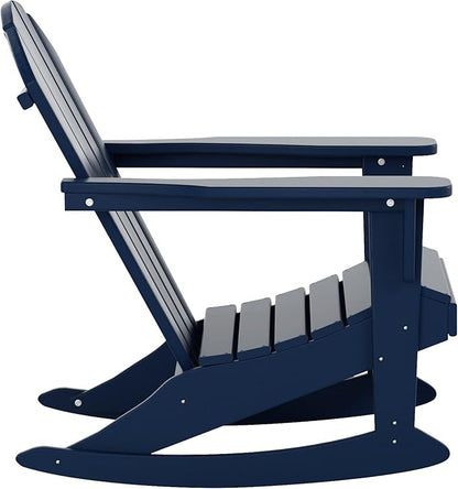 WestinTrends Malibu Outdoor Patio Porch Rocking Adirondack Chair (Set of 4), Navy Blue