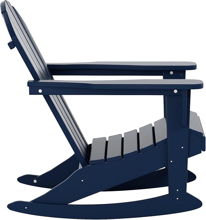 WO WESTIN OUTDOOR HDPE Laguna Outdoor Rocking Poly Adirondack Chair, Navy Blue