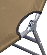 Foldable Taupe Powder-Coated Steel Sunlounger 74.4 inch Adjustable Backrest Outdoor Chaise with Head Cushion - Photo 7