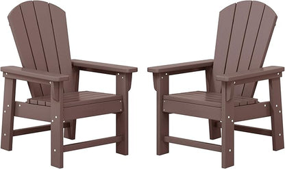 WestinTrends Malibu Kids Outdoor Adirondack Plastic Patio Chair (Set of 2), Dark Brown