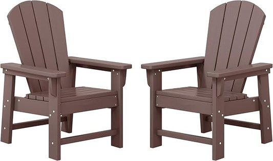 WestinTrends Malibu Kids Outdoor Adirondack Plastic Patio Chair (Set of 2), Dark Brown
