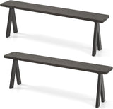 Giantex Outdoor Patio Bench for 4-6 Person, 59" Metal and Wood Dining Bench, 800 LBS Weight Capacity - Photo 1