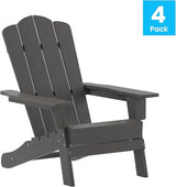 Flash Furniture Newport Adirondack Chairs with Cup Holders, Weather Resistant Poly Resin Adirondack Chairs, Set of 4 - Photo 4
