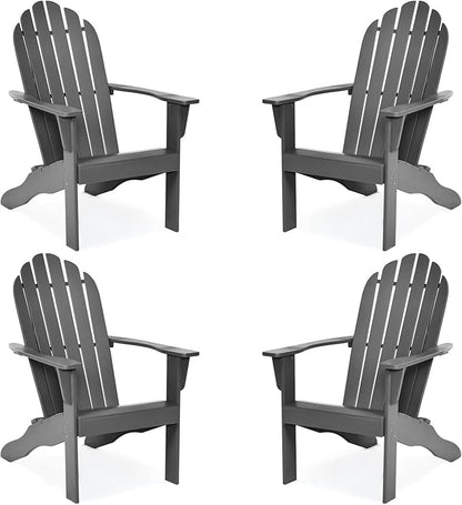 Tangkula Adirondack Chair, Acacia Wood Adirondack Lounger Chair, Outdoor Armchairs with Slatted Seating, Weather Resistant