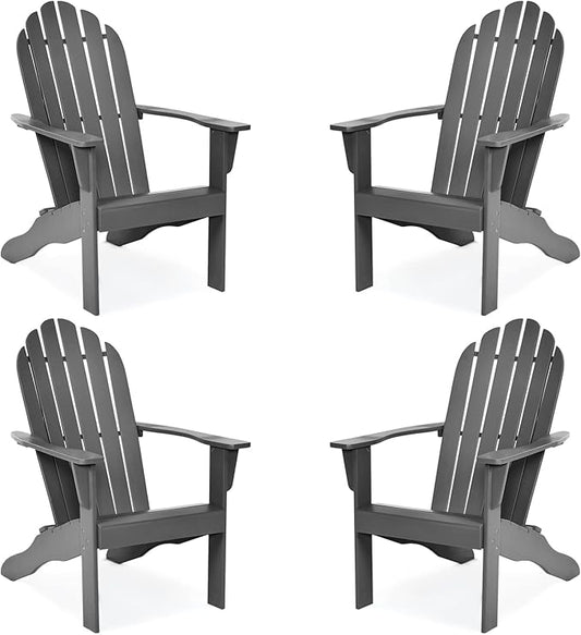 Tangkula Adirondack Chair, Acacia Wood Adirondack Lounger Chair, Outdoor Armchairs with Slatted Seating, Weather Resistant