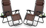 Tangkula Set of 2 Zero Gravity Chair, Folding Patio Lounge Chair Adjustable Outdoor Recliner with Cup Holder - Photo 1