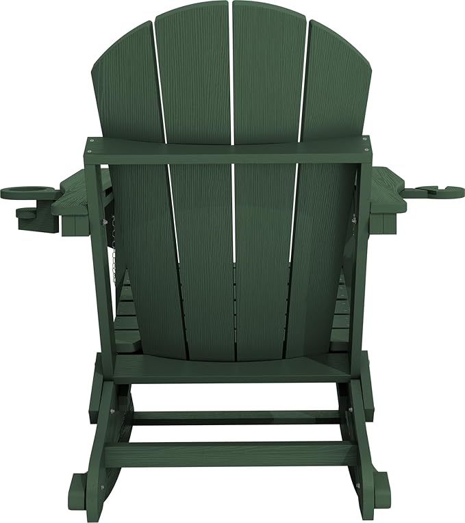 KINGYES Adirondack Rocking Chair Set of 4 with Retractable Ottoman and Cup Holders - Photo 9