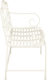 Merax 41 Inch Outdoor Garden Bench, Iron Metal Frame Patio Park Bench with Curled Decorative Pattern Backrest - Photo 4
