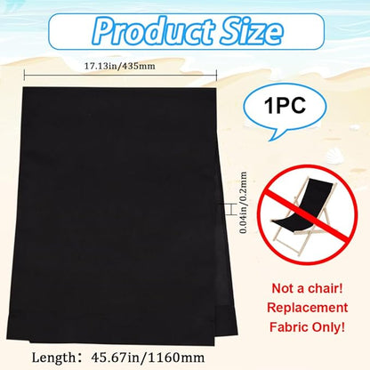 GORGECRAFT 1pcs Beach Sling Chair Replacement Lawn Chair Webbing 435 * 1165mm Chair Oxford Cloth Black Outdoor Patio Foldable Chaise Lounge Chair Fabric for Sunbathing Garden Courtyard Beach