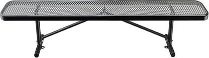 Thermoplastic Coated Iron Park Bench for Outside, Heavy Duty Metal Garden Bench, Expanded Commercial Grade Seating for Shopping Malls, Lawn Yard Porch Entryway (Black without Backrest, 96IN)