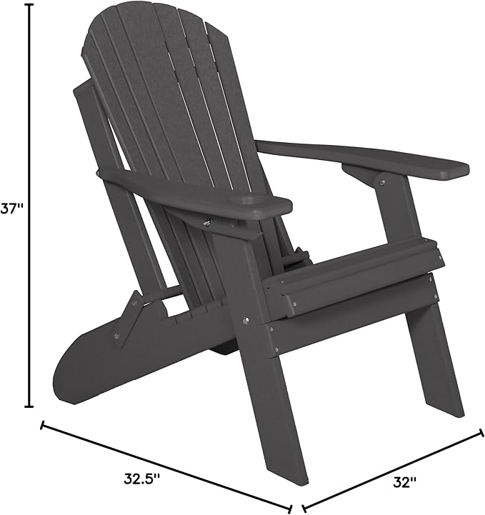 Furniture Barn USA Poly Folding Adirondack Chair, Gray
