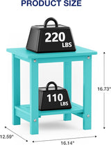 YEFU Outdoor Side Table for Patio: 16" HIPS Weather - Resistant Adirondack Tables Set of 2 - Small Square End Table for - Photo 3