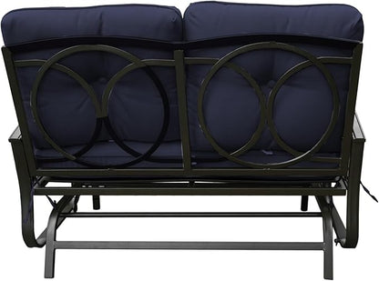 Kozyard Cozy Patio Glider Bench - Outdoor Rocking Loveseat with Sturdy Frame and Cushioned Seats for Patio, Yard - Rocker Swing with Outdoor Seating, Perfect for Porch Outdoo (NavyBlue)