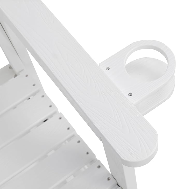 Poly Lumber Patio Glider, HIPS Material Weather-Resistant Swing Bench for Outdoor Porch Garden, White - Photo 9