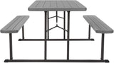 COSCO Outdoor Living 6 ft. Folding Picnic Table, Dark Gray Wood Grain Resin with Gray Steel Legs - Photo 8