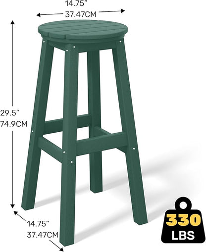Costaelm 29" Height Outdoor Bar Stools, All-Weather Bar Stools, Adirondack Poly Patio Round Bar Stool for Patio, Deck, Kitchen Counter and Garden, Dark Green