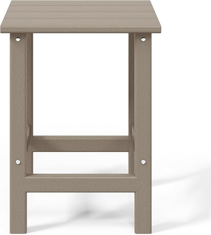 WO WESTIN OUTDOOR HDPE Laguna 3PC Outdoor Poly Adirondack Chair Set with Side Table, Weathered Wood