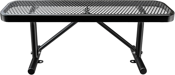 4FT/48INCH Heavy Duty Metal Park Bench for Outside, Outdoor Garden Benches, Expanded Metal Mesh Bench for Shopping Malls, Lawn, Park, Deck, Patio, Porch, Black