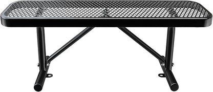 Thermoplastic Coated Iron Park Bench for Outside, Heavy Duty Metal Garden Bench, Expanded Commercial Grade Seating for Shopping Malls, Lawn Yard Porch Entryway (Black without Backrest, 48IN)