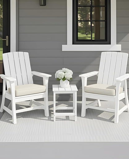 Outvita Adirondack Side Table, 14 Inch Square Outdoor End Table, HDPE Weather Resistant Coffee Table for Patio Balcony Deck Garden, White