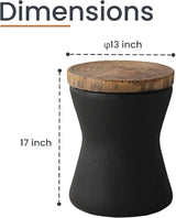 HOMPUS Outdoor Concrete Side Table, Modern Hourglass Pedestal End Table, Multi-Functional Round MgO Coffee Table - Photo 8