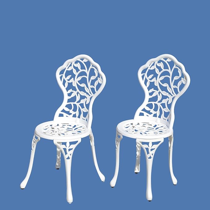 KAILI Rose Garden Cast Aluminum Bistro Chairs, Decorative Outdoor Patio Seating, Set of 2 - Photo 3