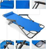 Patio Lounge Chair, Portable Folding Outdoor Patio Lounge Chairs Sun Pool Lawn Chaise with Pillow for Outdoor Camping - Photo 8