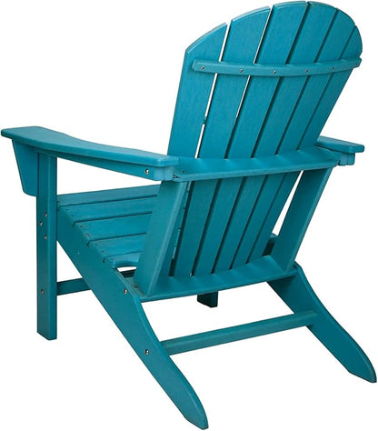 UV Protected HDPE Indoor and Outdoor Adirondack Plastic Lounge Patio Porch Deck Beach Chair for Kids and Adults, Turquoise