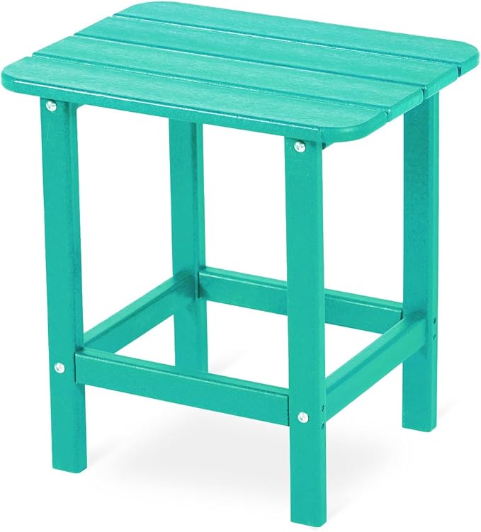 Aoodor 19'' Adirondack Side Table, Rectangular HDPE End Table, Weather Resistant and Easy Maintenance, Aruba