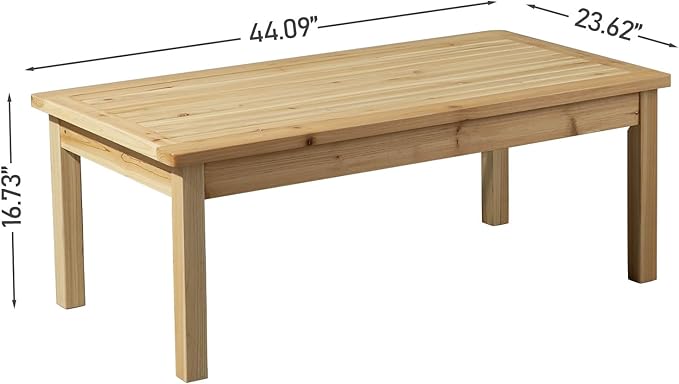 Outdoor Coffee Tables for Patio, Farmhouse Rectangle Wood Table, Weather-Resistant, 44.09" x 23.62" x 16.73" - Photo 2