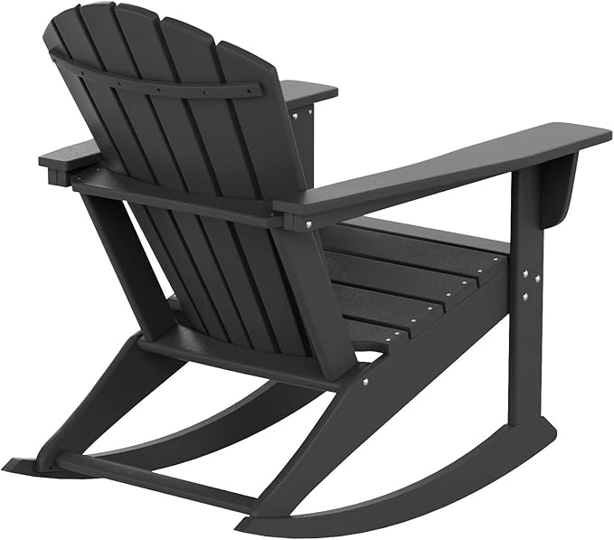 WO WESTIN OUTDOOR HDPE Altura Outdoor Rocking Poly Adirondack Chair, Gray
