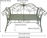 Outdoor Bench, Metal Garden Bench, Romance Two Seat Bench for Front Porch, Patio, Park and Yard(White) - Photo 2