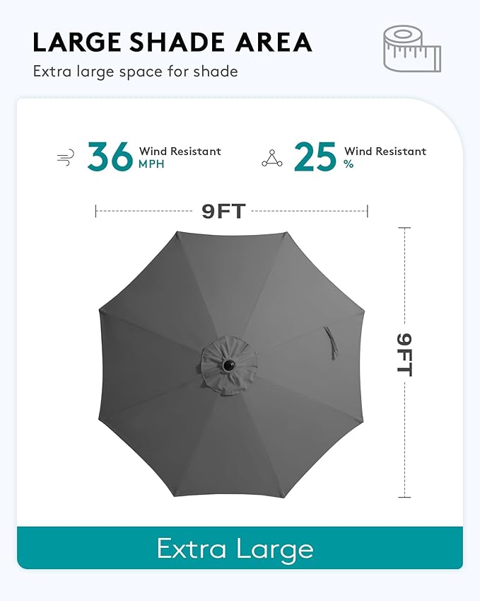 SERWALL Outdoor Bar Set with 9ft Umbrella, All-Weather HDPE Patio Bar Chairs and Table, Outdoor Furniture Set, Grey (Umbreall Base not Included)