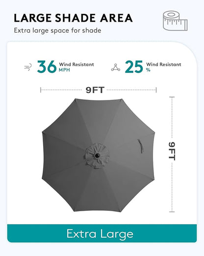 SERWALL Outdoor Bar Set with 9ft Umbrella, All-Weather HDPE Patio Bar Chairs and Table, Outdoor Furniture Set, Grey (Umbreall Base not Included)