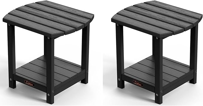 Ciokea Adirondack Outdoor Side Table 2 Pack, 2-Tier Sturdy Patio End Table Weather Resistant - Photo 1